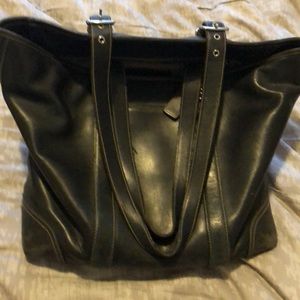 Black leather Coach briefcase bag